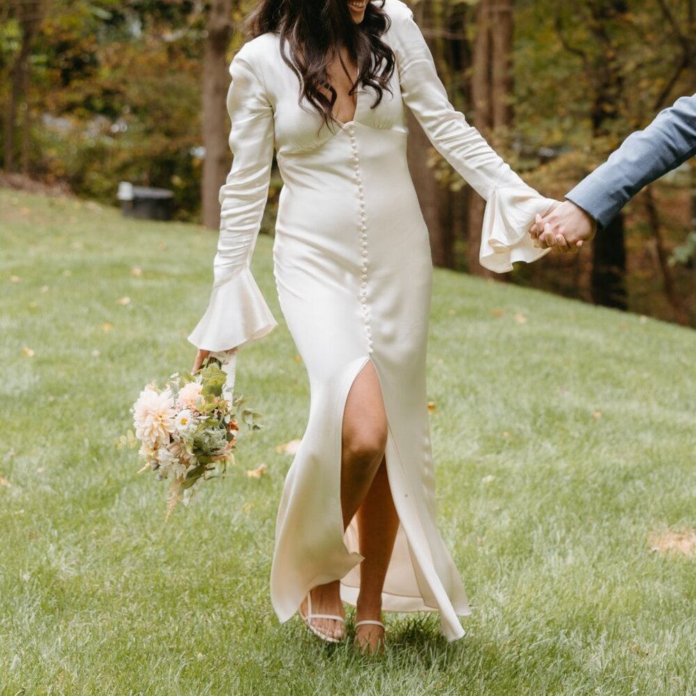 Shona Joy La Lune Frill Cuff Bias Midi Dress - Cr… - image 1